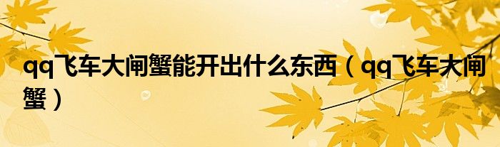 qq飛車大閘蟹能開出什么東西（qq飛車大閘蟹）