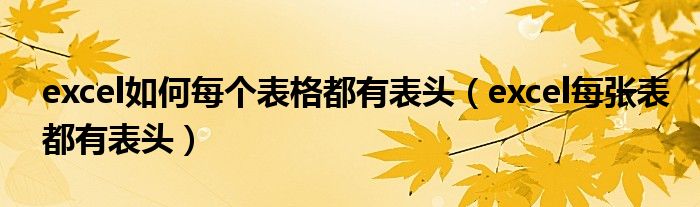 excel如何每個(gè)表格都有表頭（excel每張表都有表頭）
