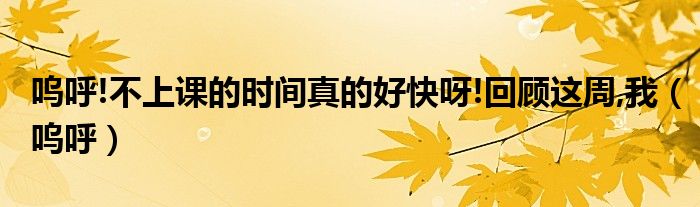嗚呼!不上課的時間真的好快呀!回顧這周,我（嗚呼）