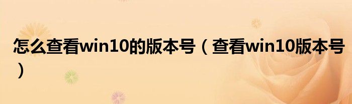 怎么查看win10的版本號（查看win10版本號）