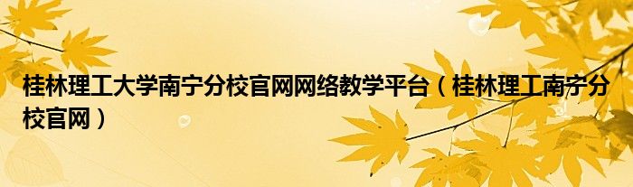 桂林理工大學南寧分校官網(wǎng)網(wǎng)絡教學平臺（桂林理工南寧分校官網(wǎng)）