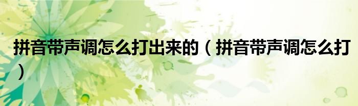拼音帶聲調(diào)怎么打出來的（拼音帶聲調(diào)怎么打）
