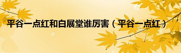 平谷一點紅和白展堂誰厲害（平谷一點紅）