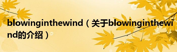 blowinginthewind（關于blowinginthewind的介紹）