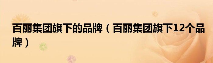 百麗集團旗下的品牌（百麗集團旗下12個品牌）