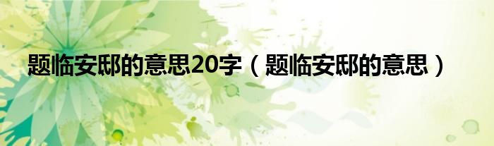 題臨安邸的意思20字（題臨安邸的意思）
