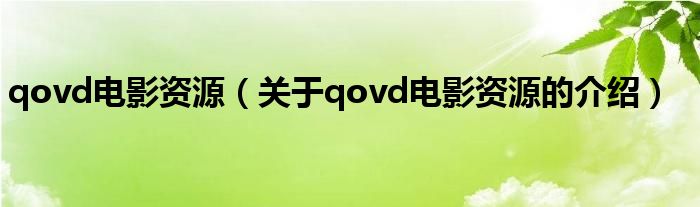 qovd電影資源（關(guān)于qovd電影資源的介紹）