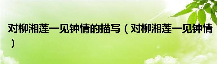 對柳湘蓮一見鐘情的描寫（對柳湘蓮一見鐘情）