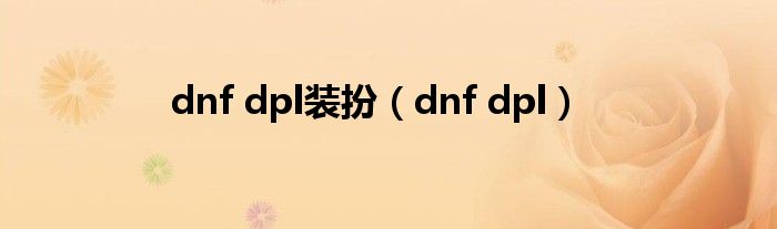 dnf dpl裝扮（dnf dpl）