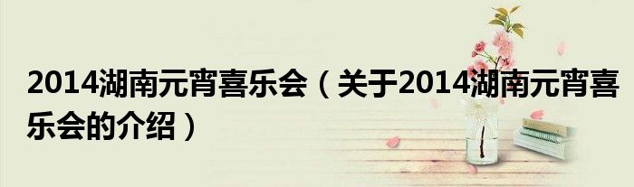 2014湖南元宵喜樂會(huì)（關(guān)于2014湖南元宵喜樂會(huì)的介紹）