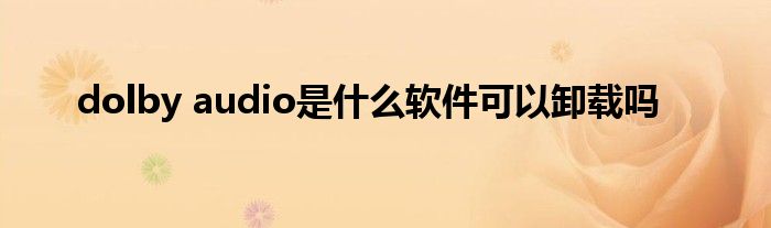 dolby audio是什么軟件可以卸載嗎