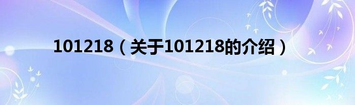 101218（關(guān)于101218的介紹）