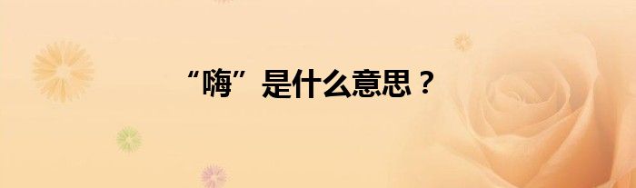 “嗨”是什么意思？