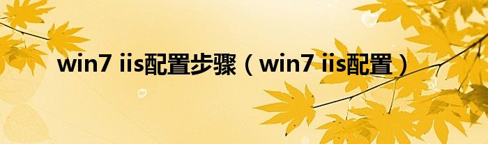 win7 iis配置步驟（win7 iis配置）