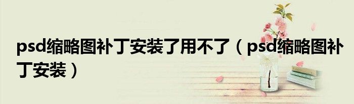 psd縮略圖補(bǔ)丁安裝了用不了（psd縮略圖補(bǔ)丁安裝）