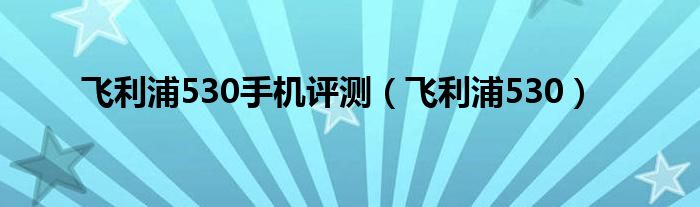 飛利浦530手機評測（飛利浦530）