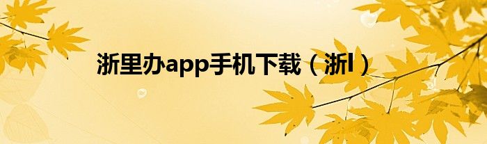 浙里辦app手機(jī)下載（浙l）