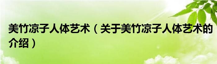 美竹涼子人體藝術(shù)（關(guān)于美竹涼子人體藝術(shù)的介紹）