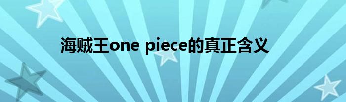 海賊王one piece的真正含義