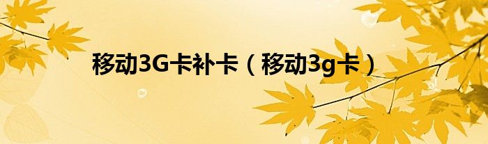 移動3G卡補卡（移動3g卡）