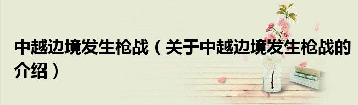 中越邊境發(fā)生槍戰(zhàn)（關(guān)于中越邊境發(fā)生槍戰(zhàn)的介紹）