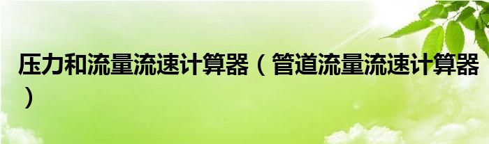 壓力和流量流速計算器（管道流量流速計算器）