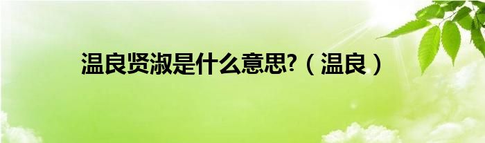 溫良賢淑是什么意思?（溫良）