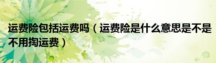 運費險包括運費嗎（運費險是什么意思是不是不用掏運費）