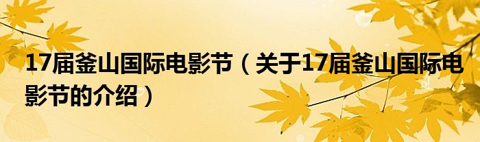 17屆釜山國(guó)際電影節(jié)（關(guān)于17屆釜山國(guó)際電影節(jié)的介紹）