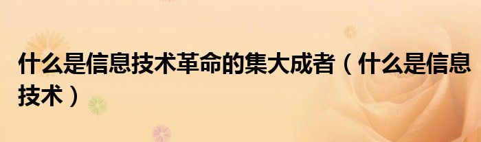什么是信息技術(shù)革命的集大成者（什么是信息技術(shù)）