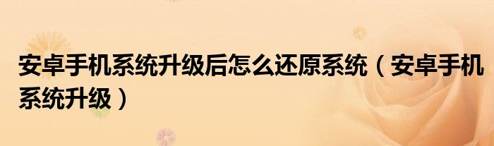 安卓手機(jī)系統(tǒng)升級(jí)后怎么還原系統(tǒng)（安卓手機(jī)系統(tǒng)升級(jí)）