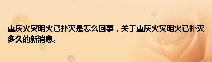 重慶火災(zāi)明火已撲滅是怎么回事，關(guān)于重慶火災(zāi)明火已撲滅多久的新消息。