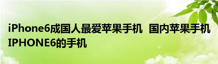 iPhone6成國(guó)人最愛蘋果手機(jī) 國(guó)內(nèi)蘋果手機(jī) IPHONE6的手機(jī)