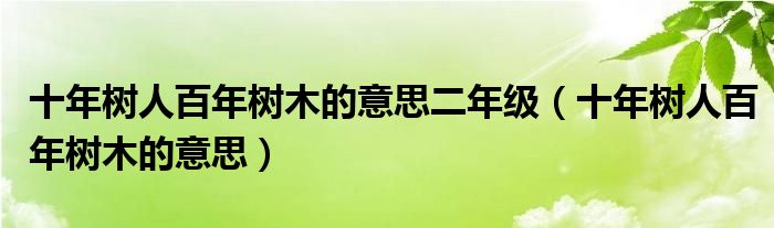 十年樹人百年樹木的意思二年級（十年樹人百年樹木的意思）