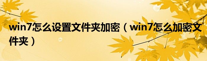 win7怎么設(shè)置文件夾加密（win7怎么加密文件夾）