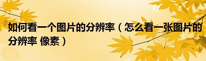 如何看一個(gè)圖片的分辨率（怎么看一張圖片的分辨率 像素）