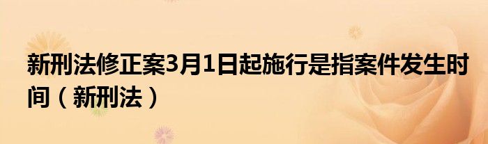 新刑法修正案3月1日起施行是指案件發(fā)生時間（新刑法）