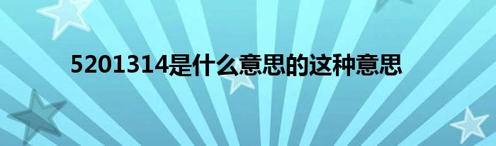 5201314是什么意思的這種意思