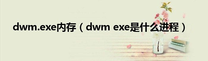 dwm.exe內(nèi)存（dwm exe是什么進程）