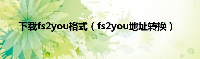 下載fs2you格式（fs2you地址轉(zhuǎn)換）