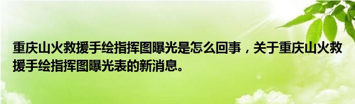 重慶山火救援手繪指揮圖曝光是怎么回事，關(guān)于重慶山火救援手繪指揮圖曝光表的新消息。