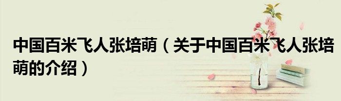 中國百米飛人張培萌（關(guān)于中國百米飛人張培萌的介紹）