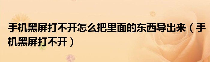 手機(jī)黑屏打不開(kāi)怎么把里面的東西導(dǎo)出來(lái)（手機(jī)黑屏打不開(kāi)）