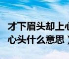 才下眉頭卻上心頭什么意思呀（才下眉頭卻上心頭什么意思）