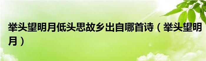 舉頭望明月低頭思故鄉(xiāng)出自哪首詩（舉頭望明月）