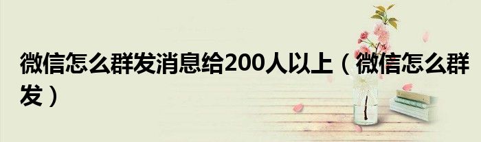 微信怎么群發(fā)消息給200人以上（微信怎么群發(fā)）