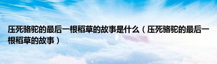 壓死駱駝的最后一根稻草的故事是什么（壓死駱駝的最后一根稻草的故事）