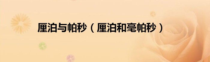 厘泊與帕秒（厘泊和毫帕秒）