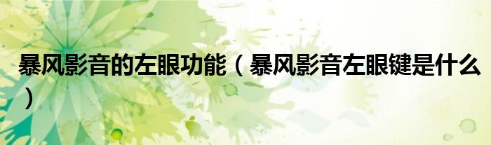 暴風影音的左眼功能（暴風影音左眼鍵是什么）