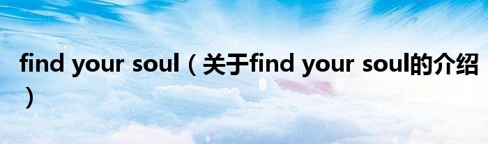 find your soul（關(guān)于find your soul的介紹）